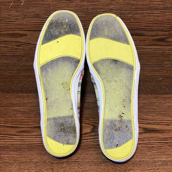 Keds canvas green womens slip on shoes white sneakers size 7.5 - Picture 4 of 8